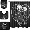 Celebrate Love And Skulls With Alaza Skeleton Skull Heart Shower Curtain And Mat Set!