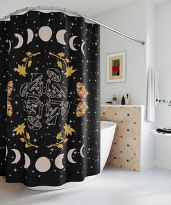 Celebrate Nature with Mushroom and Moon Phase Shower Curtain for Creative Bathroom Decor