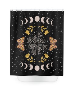 Celebrate Nature with Mushroom and Moon Phase Shower Curtain for Creative Bathroom Decor
