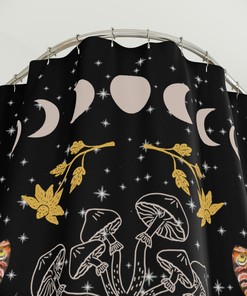Celebrate Nature with Mushroom and Moon Phase Shower Curtain for Creative Bathroom Decor
