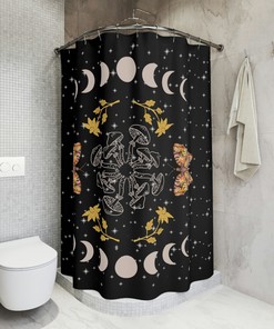 Celebrate Nature with Mushroom and Moon Phase Shower Curtain for Creative Bathroom Decor