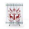 Celebrate The Holidays With This Nordic Christmas Shower Curtain, Featuring Reindeer And Snowflakes Design