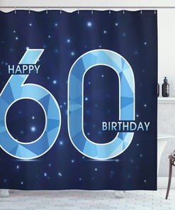 Celebrate With Party Shower Curtain Featuring 60 Stars Print for Bathroom Decor