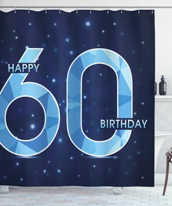 Celebrate With Party Shower Curtain Featuring 60 Stars Print for Bathroom Decor