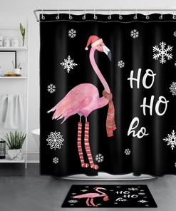 Celebrate the Holidays with Watercolor Flamingo Snowflake Christmas Shower Curtain for Bathroom Decor