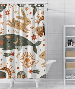 Celestial Art Boho Whale Shower Curtain, Waterproof Bathroom Curtain, Designer Curtain For Home Decor