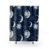 Celestial Astronomy Shower Curtain With Moons Sun And Stars On Navy