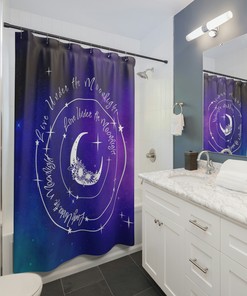 Celestial Live Laugh Love Night Sky Bathroom Shower Curtain
