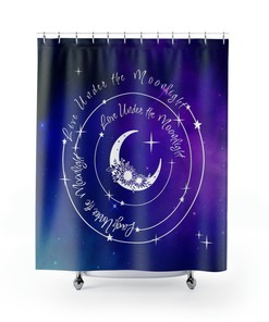Celestial Live Laugh Love Night Sky Bathroom Shower Curtain