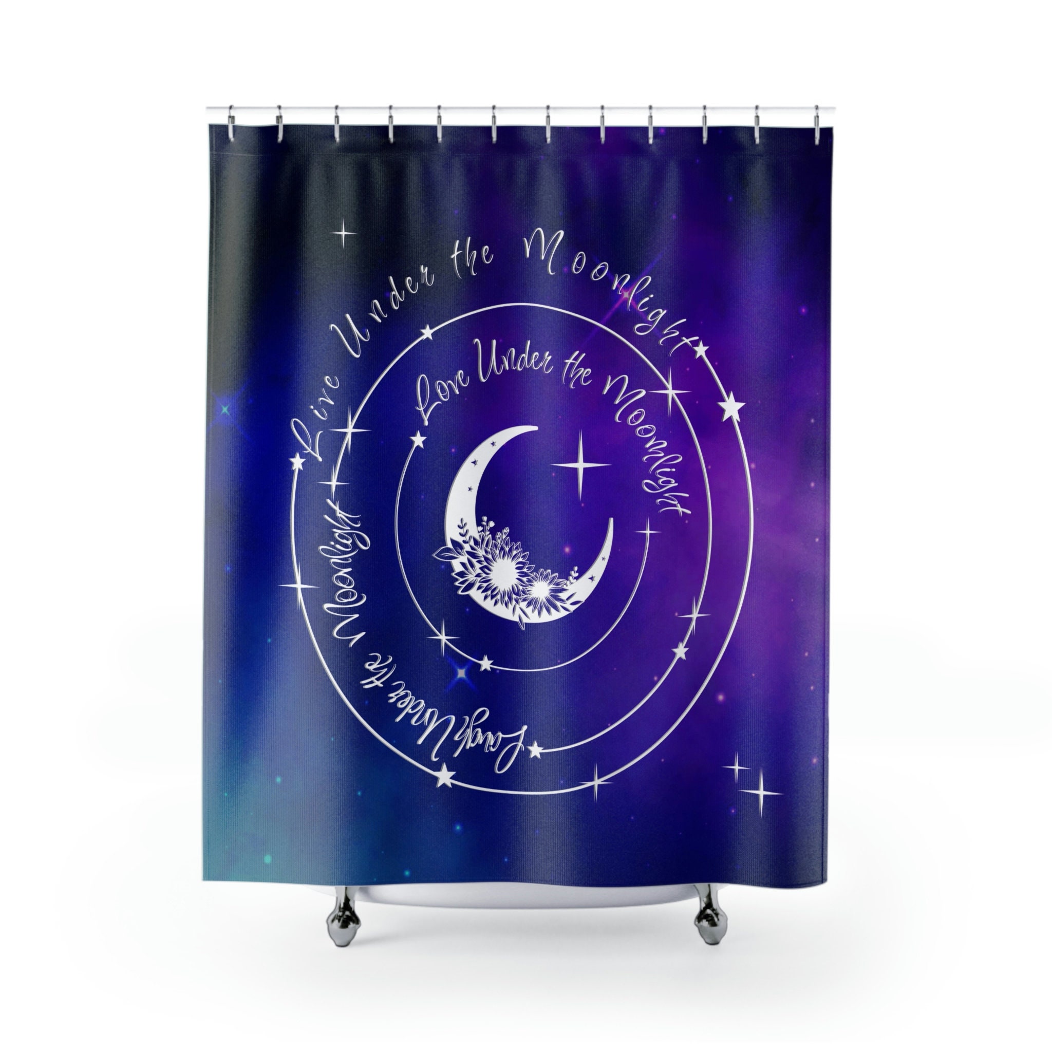 Celestial Live Laugh Love Night Sky Bathroom Shower Curtain