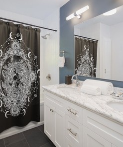 Celestial Moon Goddess Mandala Shower Curtain: Gothic and Mystical Bathroom Decor for Cosmo Lovers