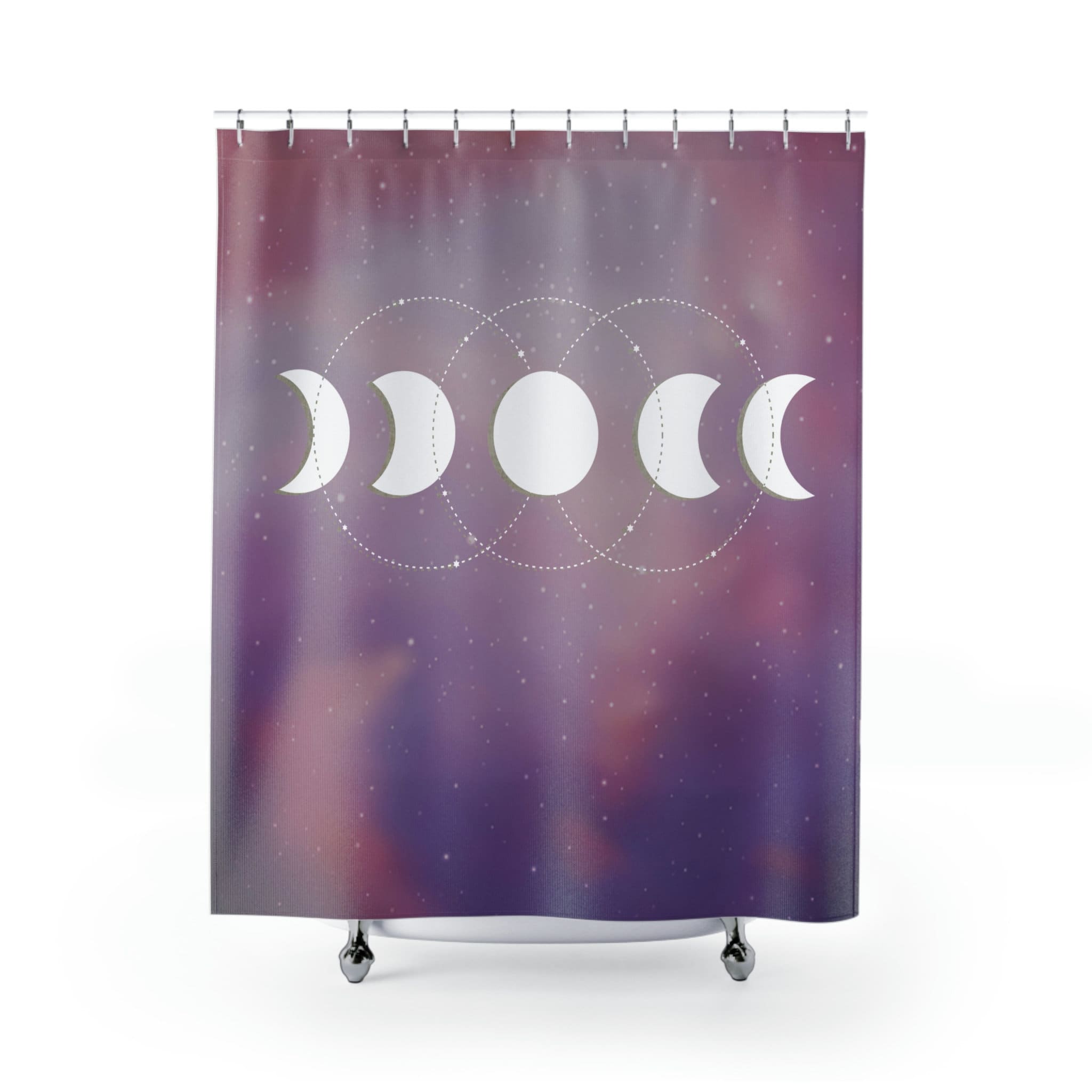 Celestial Moon Phase Shower Curtain for Spiritual Boho Bathroom Decor