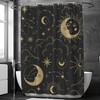 Celestial Moon Phase Stars Shower Curtain with Boho Chic Art and Black Antique Print, Cloth Fabric Bathroom Curtains