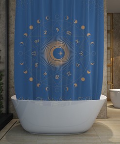 Celestial Moon Phases Astrology Shower Curtain For Bathroom