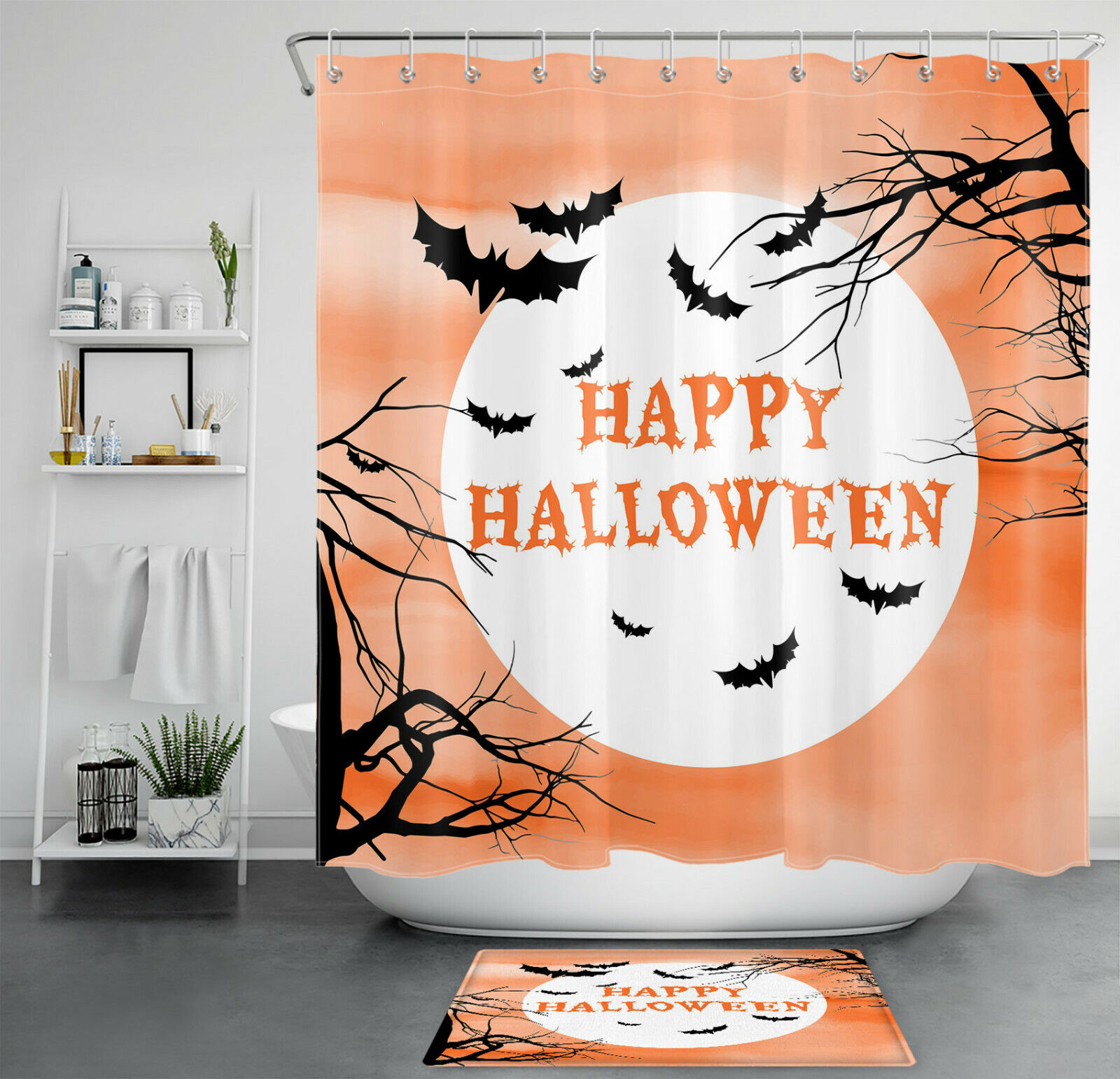 Celestial Moon Phases Shower Curtain For Gothic Bathroom Decor