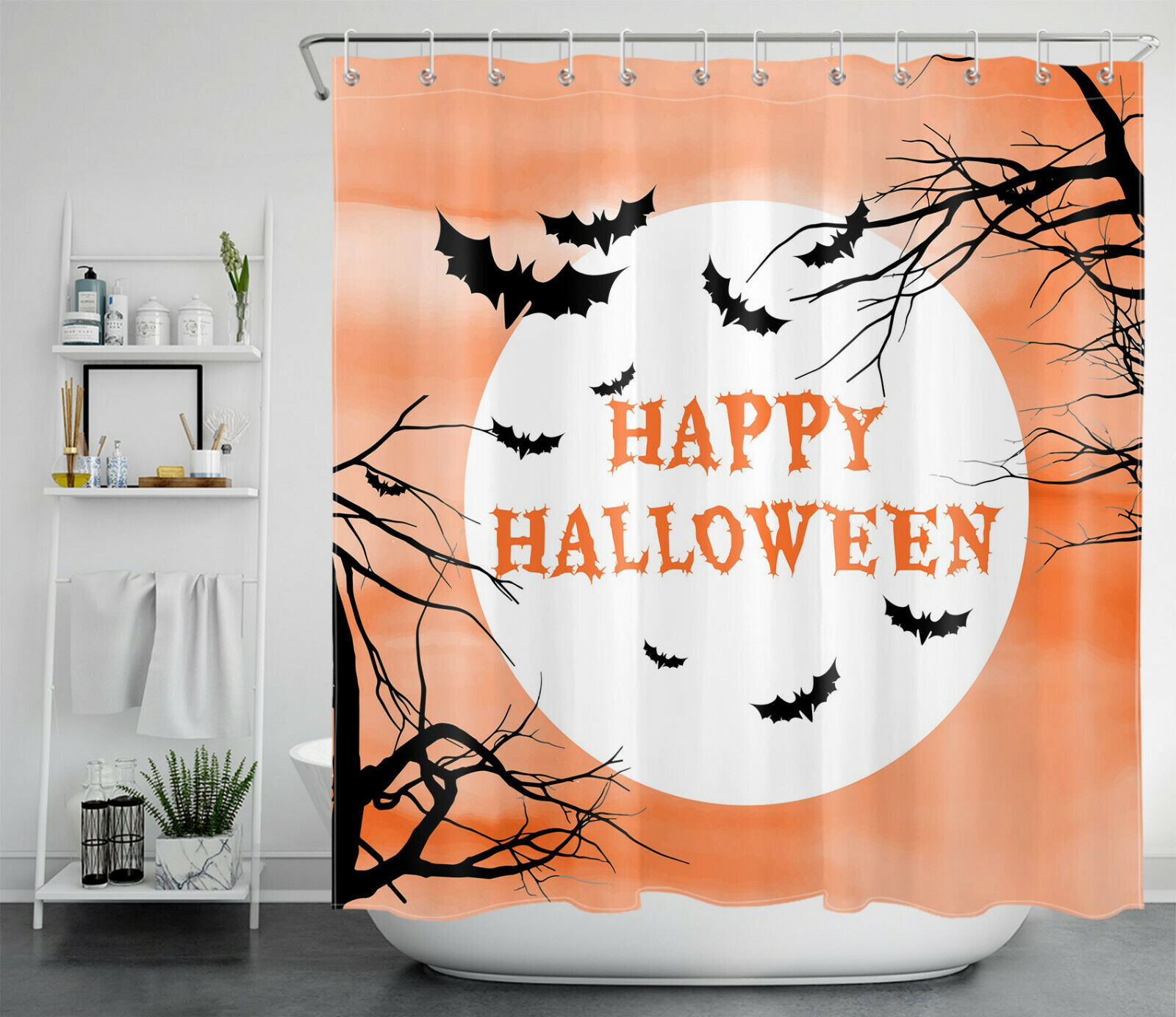 Celestial Moon Phases Shower Curtain For Gothic Bathroom Decor - Image 2