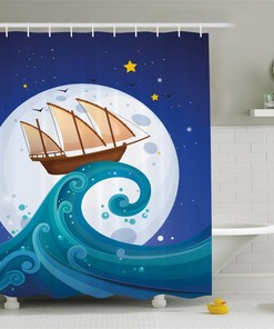 Celestial Moon Shower Curtain for Lunar Bathroom Decor