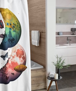 Celestial Paradise Moon Phases Shower Curtain for Black Magic Bathroom Decor