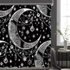 Celestial Shower Curtain Moon Star Gothic Black and White Bathroom Decor