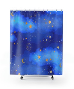 Celestial Star and Moon Shower Curtain for a Mysterious and Mesmerizing Bathroom