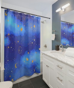 Celestial Star and Moon Shower Curtain for a Mysterious and Mesmerizing Bathroom