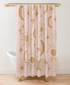 Celestial Sun Moon and Stars Shower Curtain for a Mystical Bathroom Decor