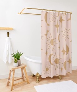 Celestial Sun Moon and Stars Shower Curtain for a Mystical Bathroom Decor