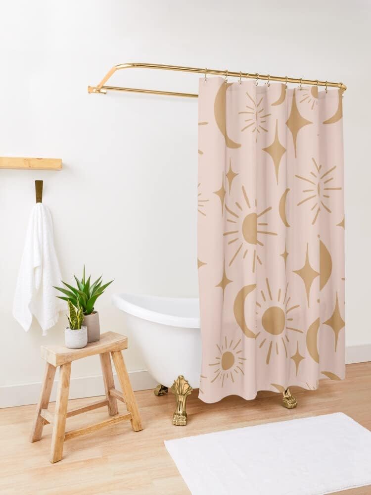 Celestial Sun Moon and Stars Shower Curtain for a Mystical Bathroom Decor
