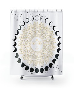 Celestial Sun and Moon Shower Curtain to Bring Radiant Ambiance to Your Bathroom