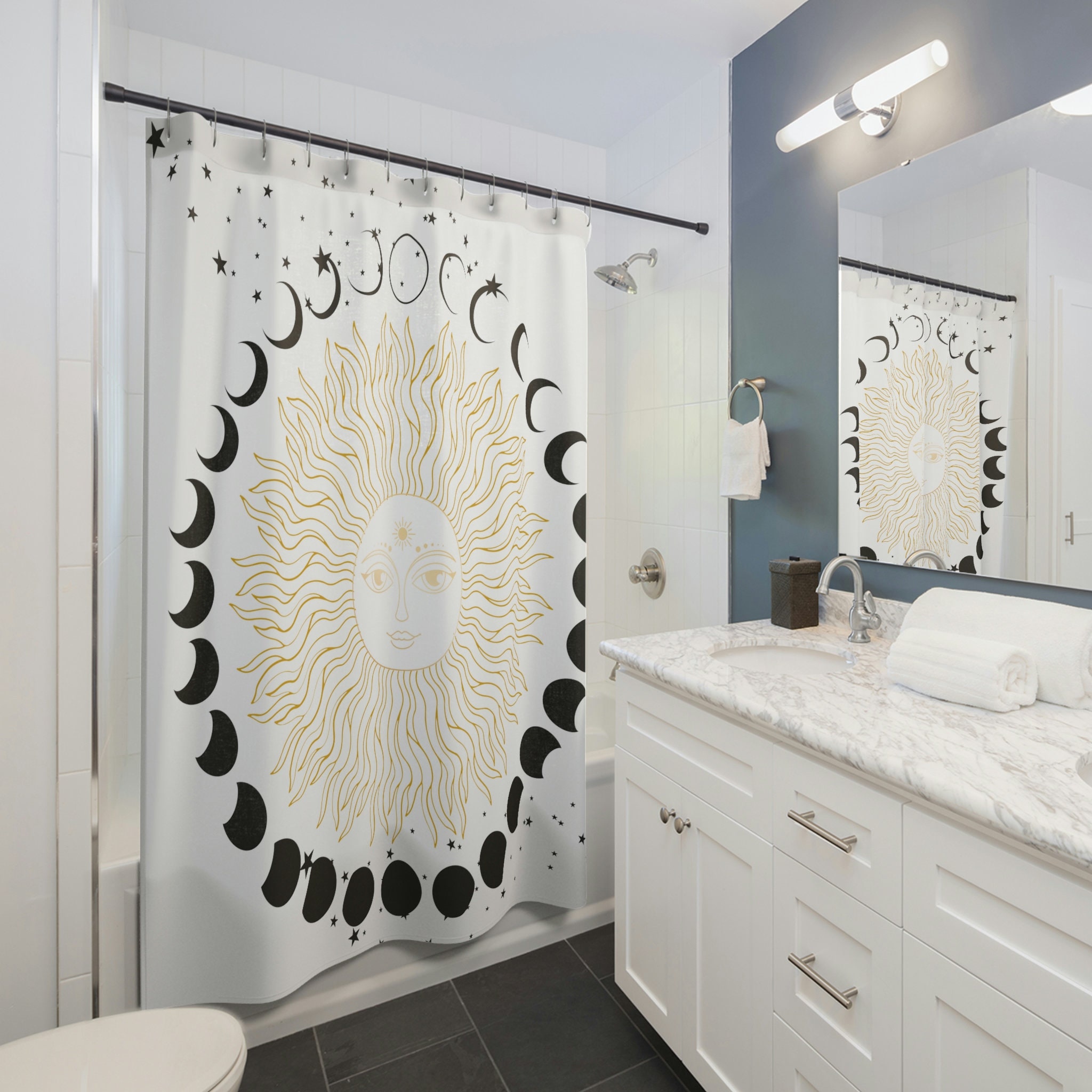 Celestial Sun and Moon Shower Curtain to Bring Radiant Ambiance to Your Bathroom