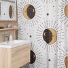 Celestial Sun and Moon Shower Curtain with a Boho Chic Art Print