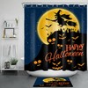Cemetery Skull, Pumpkin And Moon Halloween Shower Curtain - Waterproof Fabric Bathroom Decor