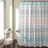 Ceramic Elephant Stripe Shower Curtain in Aqua and Pink- Fun and Colorful Bathroom Accessory 