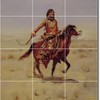 Ceramic Native American Painting Tile Mural Indian Rider By Charles Russell Custom Size Shower Curtain