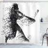 Charcoal Grey And White Baseball Player Posing Grunge Abstract Illustration Shower Curtain