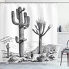 Charcoal Grey Sketchy Hand Drawn Print Desert Plants Mexican Travellers Image Shower Curtain