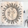 Charcoal Grey Tan Sketchy Sun And Moon Celestial Composition Shower Curtain