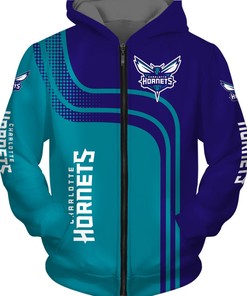 Charlotte Hornets All Over Print 3D Zip Hoodie - Perfect Gifts For Fans