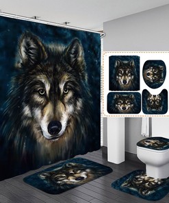 Charming 3D Wolf Wild Animal Print Shower Curtain For Home Bathroom Decoration