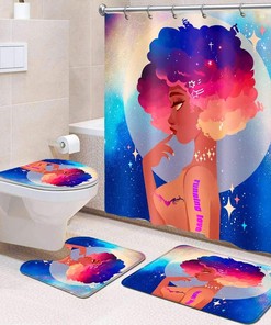 Charming African American Woman Portrait Shower Curtain with Waterproof and Durable Material for Your Bathroom Decor