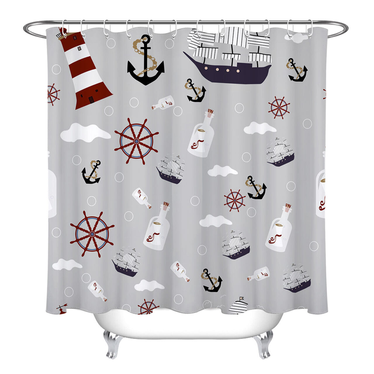 Charming Anchor Printed Shower Curtain - Waterproof And Durable - Image 2