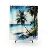 Charming Beach House Ocean Theme Palm Tree Shower Curtain for Bathroom