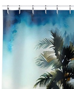 Charming Beach House Ocean Theme Palm Tree Shower Curtain for Bathroom