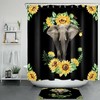 Charming Black Funny Animal Elephant Sunflower Shower Curtain With Waterproof Extra Heavy Quality For Your Bath