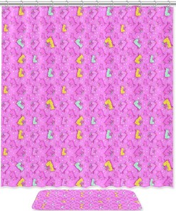 Charming Cartoon Giraffes Waterproof Fabric Bathroom Shower Curtain