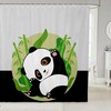 Charming Cartoon Panda Shower Curtain With Black And White Bear Animal Bath Curtain And Green Bamboo Plant Moon Print