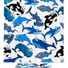 Charming Cartoon Shark Dolphin Blue Black Waterproof Shower Curtain For Bathroom Decor