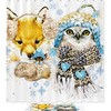 Charming Dog Owl Winter Snowflake Shower Curtain - Waterproof Bathroom Curtain