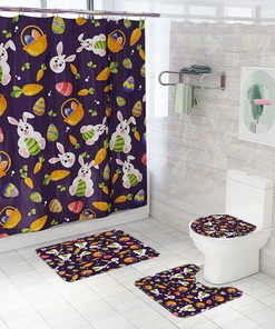 Charming Easter Eggs Rabbit Radish Shower Curtain To Enhance Your Bathroom Decor