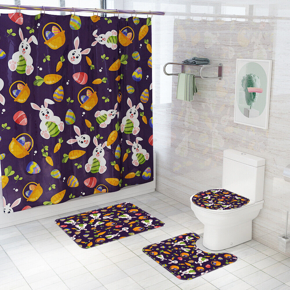 Charming Easter Eggs Rabbit Radish Shower Curtain To Enhance Your Bathroom Decor